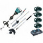 Outil Multifonctions 2x18V DUX60 + Taille haies + Perche élagueuse + Débroussailleuse + Rallonge + 4 batt 5Ah MAKITA