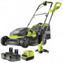 Pack Jardin RYOBI : Tondeuse hybride 18V RY18LMH37A + Coupe-bordure à batterie OLT1825M 18V + 2 batt 18V ONE+ 4,0Ah