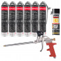 Pack 6 Mousses colle universelle SpeedFix Construction 878 pistolable 690ml PENOSIL + Nettoyant P100 500ml + Pistolet manuel