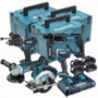 5 machines Makita 18V 5Ah (Perceuse DHP458 + Visseuse à chocs DTD152 + Meuleuse DGA504 + Perfo DHR202 + Scie DSS610) DLX5039PTJ