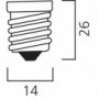 Ampoule led FLA E14 827 2,5W  égal à  25W  Cla fil SYLVANIA