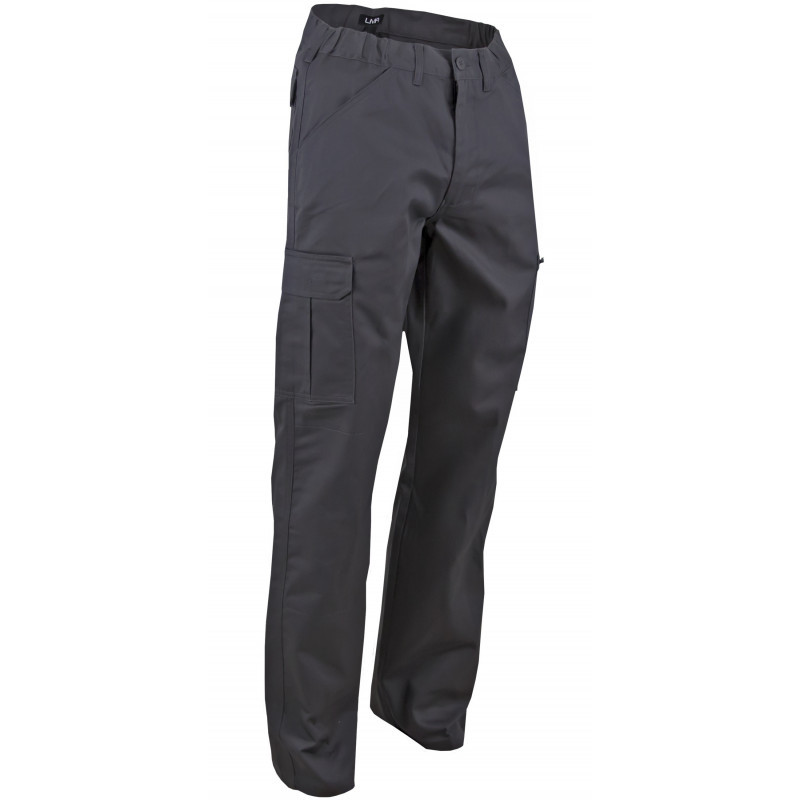 Pantalon de travail multipoches bicolore gris rouge LIN 110821 de LMA