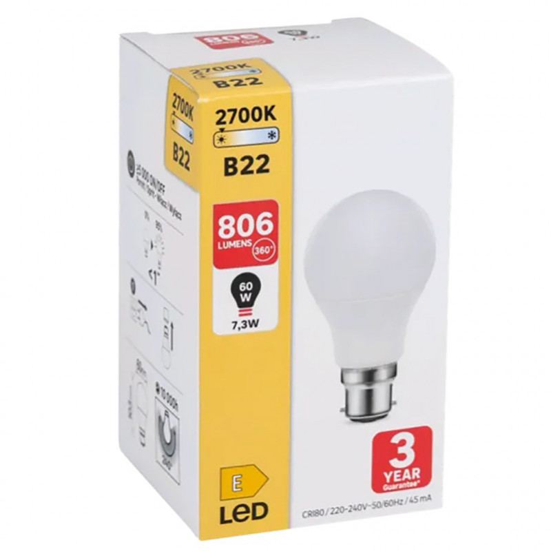 Ampoule LED B22 60W CARREFOUR : le lot de 2 à Prix Carrefour