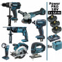 Pack Makita Power PRO 7 outils 18V: DDF458 + DHR202 + DGA504 + DTD152 + DJV180 + DSS610 + DEADML802 + 3 batt 5Ah + 5 Coffrets