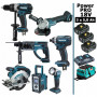 Pack Makita Power PRO 7 outils 18V: DDF458 + DHR202 + DTD152 + DGA504 + DSS610 + DMR108 + DEADML802 + sac