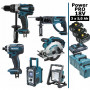 Pack Makita Power PRO 6 outils 18V: DDF458 + DTD152 + DHR202 + DSS610 + DMR108 + Projecteur + 3 batt 5Ah + 3 Coffrets