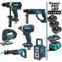 Pack Makita Power PRO 6 outils 18V: DDF458 + DHR202 + DTD152 + DJV180 + DJR186 + DMR108 + 3 batt 5Ah + sac