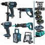 Pack Makita Power PRO 6 outils 18V: Perceuse DDF458 + Visseuse à choc DTD152 + Perforateur DHR202 + Scie récipro DJR186 + Radio