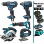 Pack Makita Premium 5 machines 18V 5Ah: DDF482 + DTD152 + DJR186 + DJV180 + DSS610 + 3 batt + sac