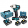 Boulonneuse à chocs 18V 280Nm 1/2" DTW285 avec 2 batteries 5Ah + Coffret 9 douilles + coffret MAKITA