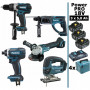 Pack Makita Power PRO 5 outils 18V: DDF458 + DHR202 + DGA504 + DTD152 + DJV180 + 3 batt 5Ah + 4 Coffrets