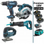 Pack Makita Premium 4 machines 18V 5Ah: Perceuse DDF482 + Scie récipro DJR186 + Scie sauteuse DJV180 + Scie circulaire DSS610 +