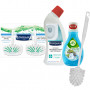 Pack WC : Blocs javel et Désinfectant nettoyant javel 750ml STARWAX + Désodorisant WC 375ml AIRWICK + Brosse