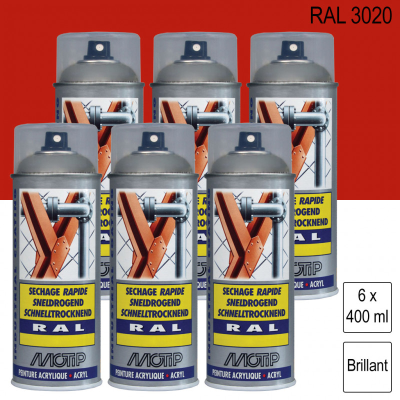 Peinture bombe aérosol rouge : RAL 3020