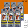 Lot de 6 Peintures aérosol RAL 2000 Orangé jaune brillant 400ml MOTIP