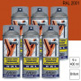 Lot de 6 Peintures aérosol RAL 2001 Orangé rouge brillant 400ml MOTIP