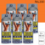 Lot de 6 Peintures aérosol RAL 2003 Orangé pastel brillant 400ml MOTIP