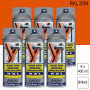 Lot de 6 Peintures aérosol RAL 2004 Orangé pur brillant 400ml MOTIP