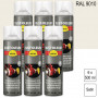 Lot de 6 Peintures de finition industrielle aérosol Hard Hat RAL 9010 Blanc pur satin 500ml RUST-OLEUM