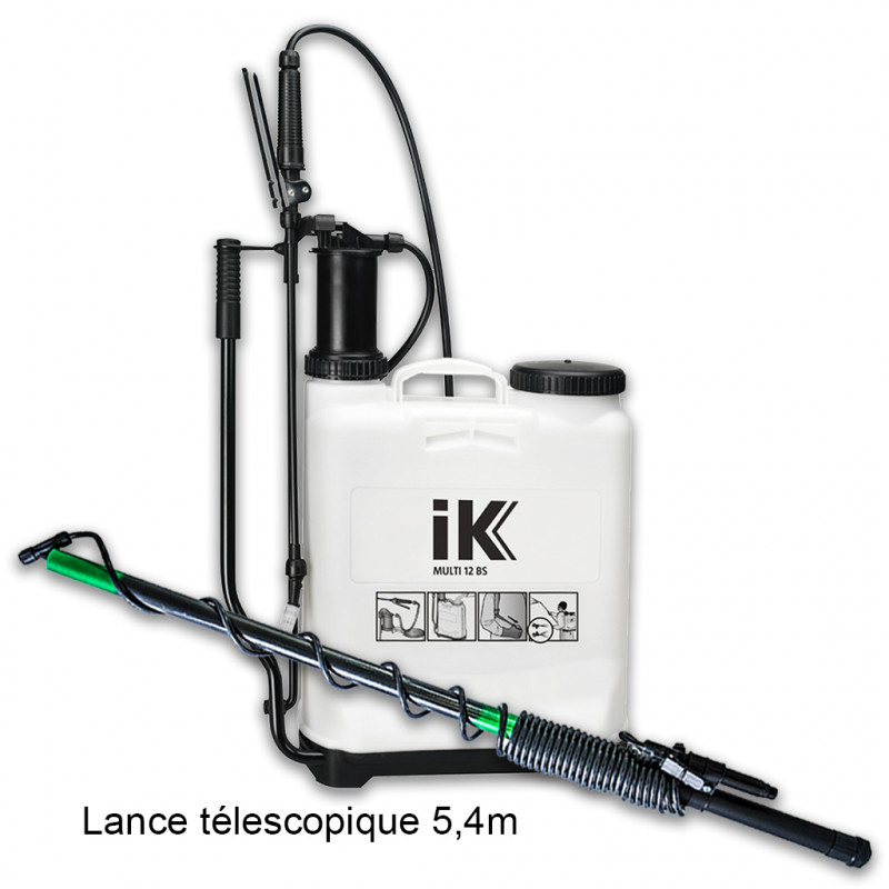 Pack Pulvérisateur électrique 15L IK + Lance télescopique 5,4m MATABI +  Tuyau 6m MATABI +