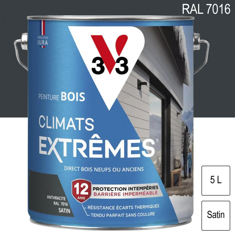 Peinture extérieure bois Climats extrêmes® V33 anthracite satiné 5l