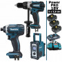 Pack Power PRO Makita 18V: Perceuse 91Nm DDF458 + Visseuse à chocs 165Nm DTD152 + Radio de chantier DMR108 + 3 batt 5Ah + sac