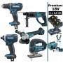 Pack Makita Premium 5 machines 18V 5Ah: Perceuse DDF482 + Meuleuse DGA504 + Perforateur DHR202 + Visseuse à chocs DTD152 + Scie