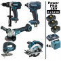 Pack Makita Power PRO 5 outils 18V: DDF458 + DGA504 + DTD152 + DJV180 + DSS610 + 3 batt 5Ah + 4 Coffrets