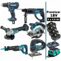 Pack 6 machines 18V 5Ah (Perceuse DDF482 + Meuleuse DGA504 + Perfo DHR202 + DJR186 + DJV180 + DSS610 + 4 batt + sac) MAKITA