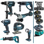 Pack Makita Power PRO 7 outils 18V: DDF458 + DHR202 + DTD152 + DGA504 + DJV180 + DJR186 + DEADML802 + 3 batt 5Ah + sac