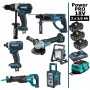 Pack MAKITA Power PRO 7 outils 18V : DDF458 + DHR202 + DTD152 + DGA504 + DJR186 + DMR108 + DEADML805 + 3 batt 5Ah + sac