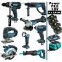 Pack Power PRO 8 outils 18V: Perceuse DDF458 + Perfo DHR202 + Meuleuse DGA504 + Visseuse à choc DTD152 + Scie sauteuse DJV180 +