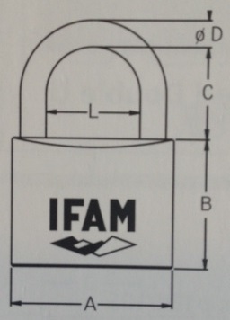 Cadena série E laiton, anse extra haute (2 clés) IFAM - Corps mm: 40 /  modèle E40 - Ø